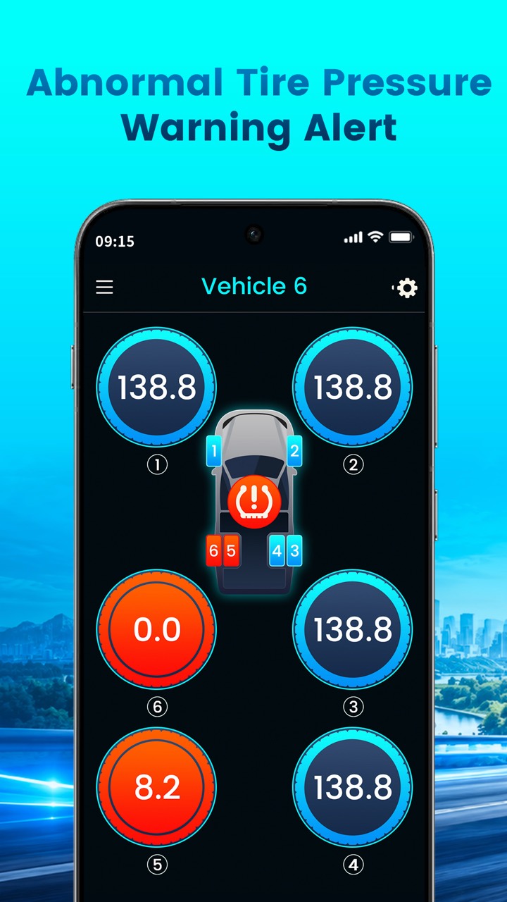 Alert screen warning about abnormal tire pressure